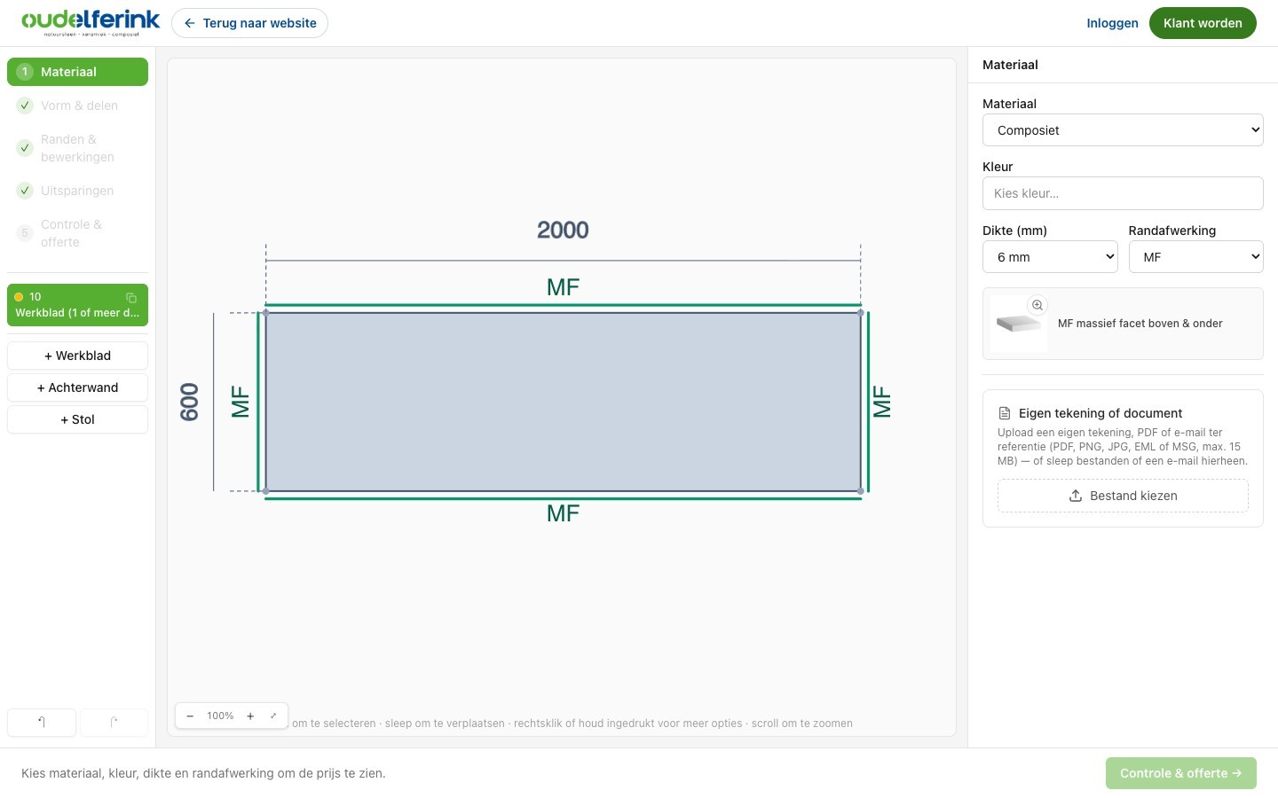 De werkbladconfigurator