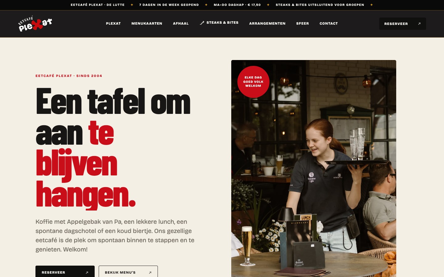 Homepage van Plexat op desktop