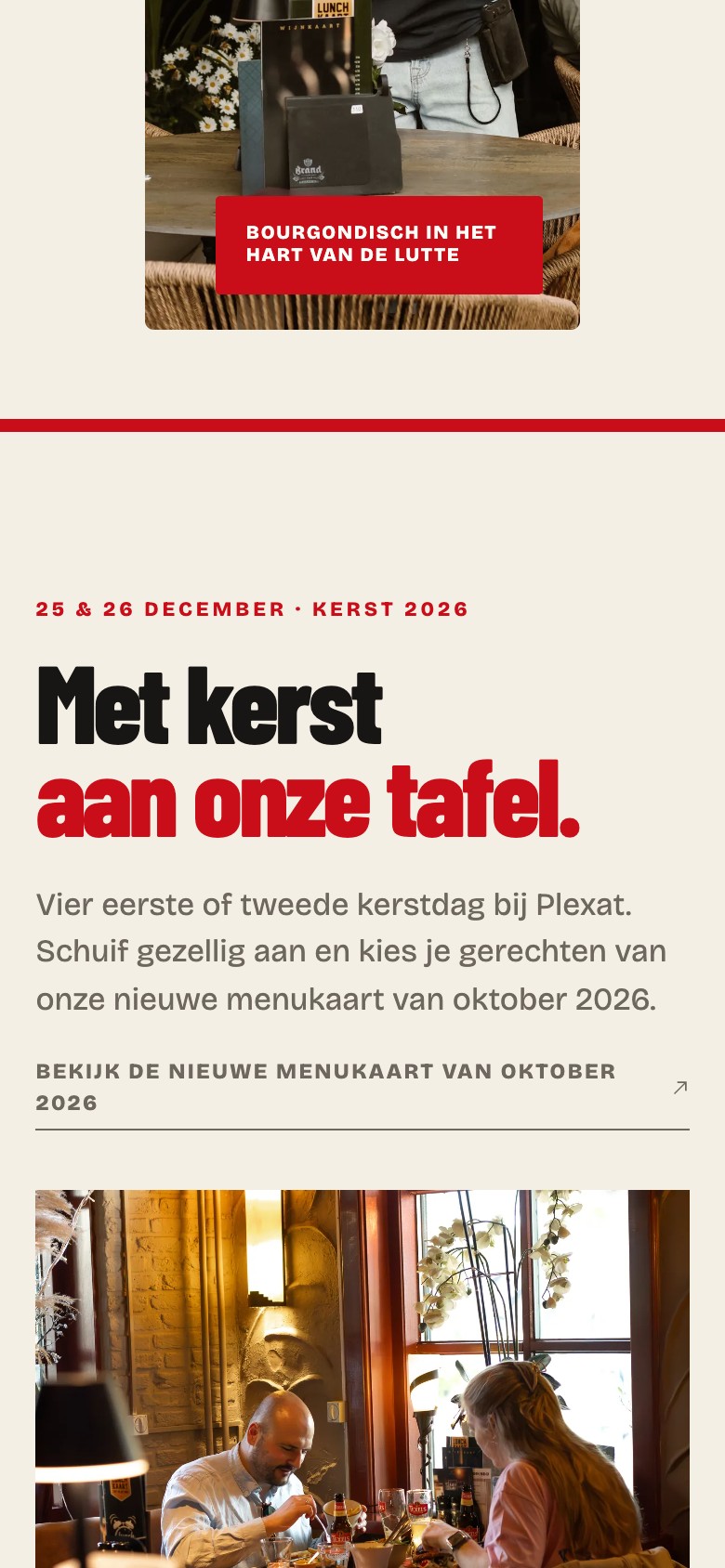 Menukaart van Plexat op mobiel